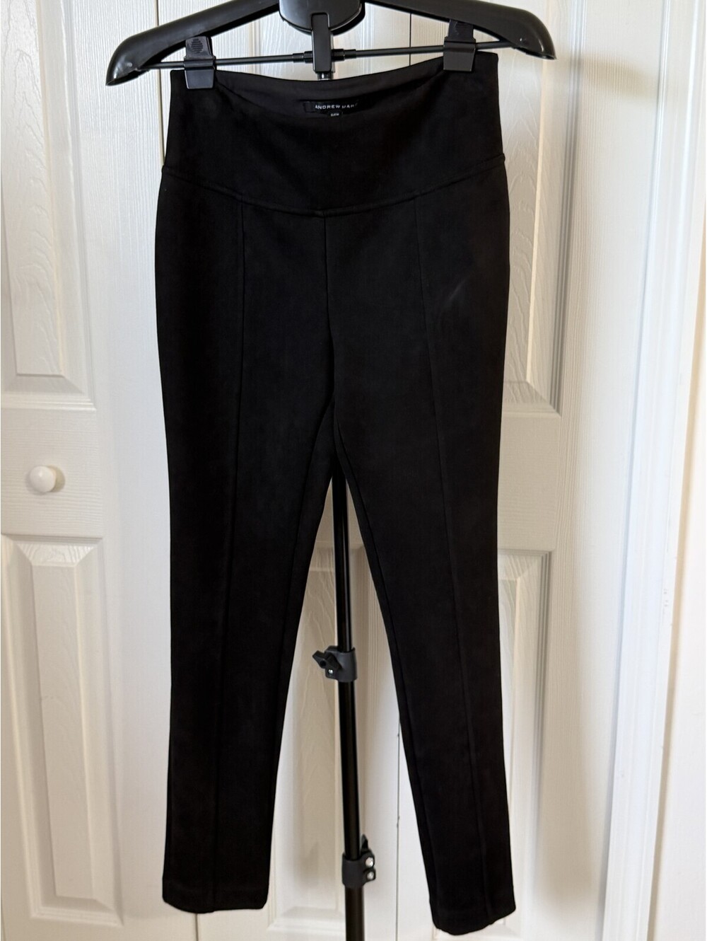 Andrew Marc Leggings Womens S Black Suede Look High Rise Ankle Stretch Pull On